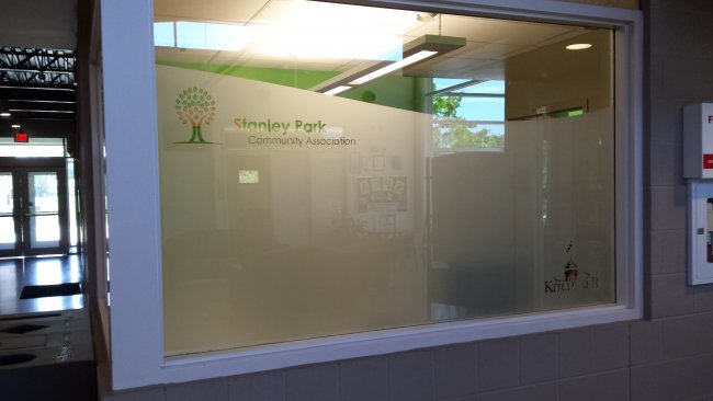Stanley Park Community Centre custom frosted privacy graphic