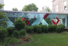 Vinyl graphics on glass walkway